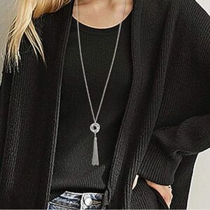 Long Pendant Silver Necklace